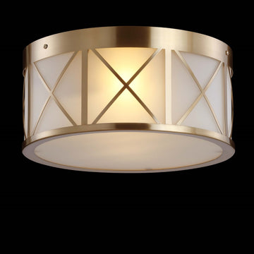 Cadence Drum Metal/Glass Flush Mount - JONATHAN Y